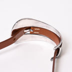 Hermes Belt Motif Leather Bracelet Brown 925 Sterling Silver — view 8