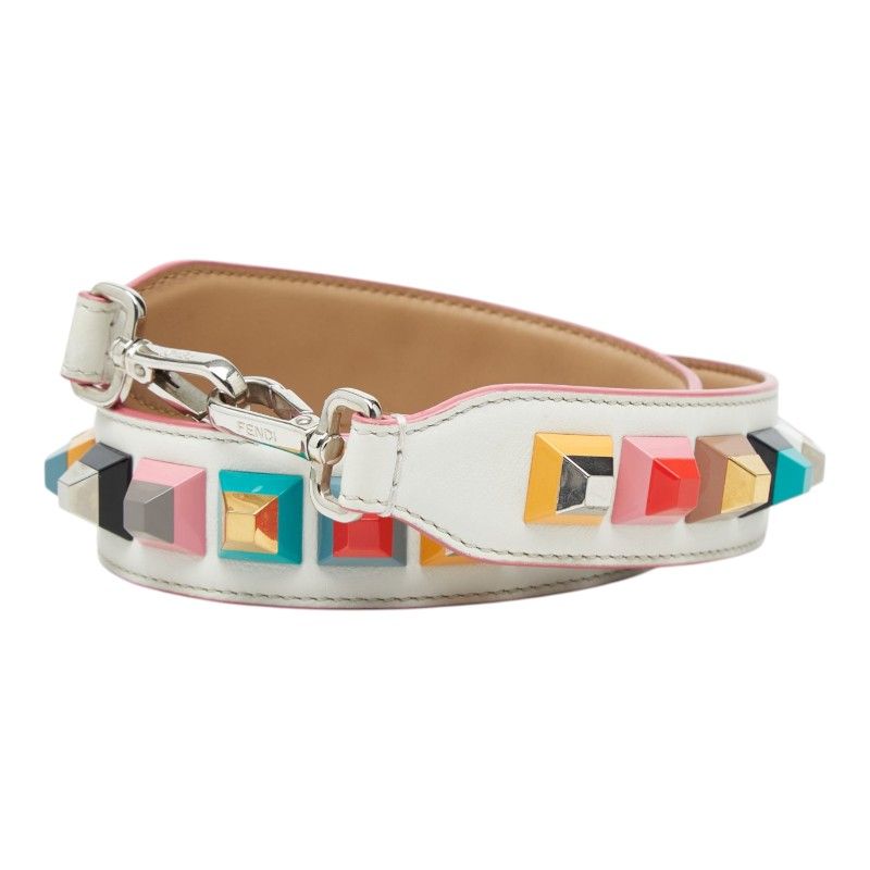 Fendi Strap You Studded Shoulder White Multicolor Leather — view 2
