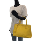 Prada Saffiano Yellow Gold Leather Shoulder Bag 2-Way — view 7