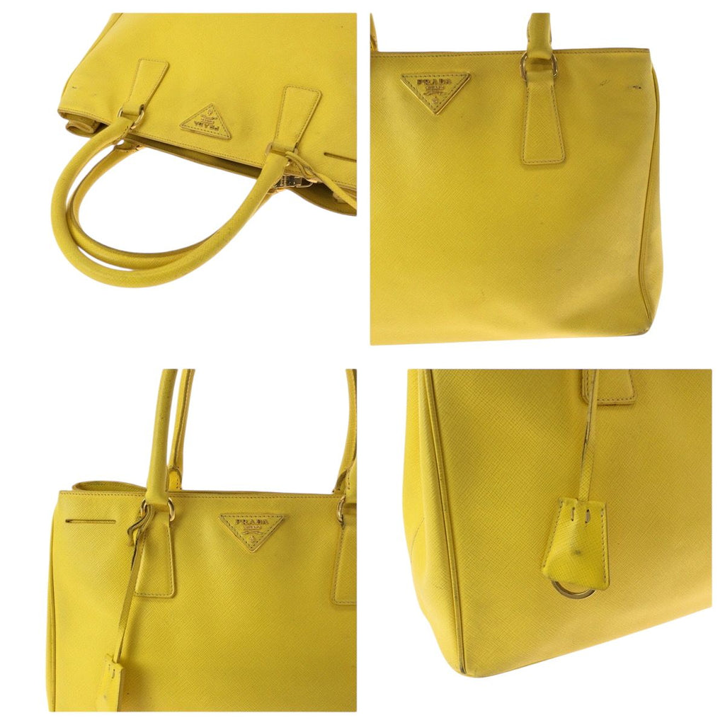 Prada Saffiano Yellow Gold Leather Shoulder Bag 2-Way — view 5