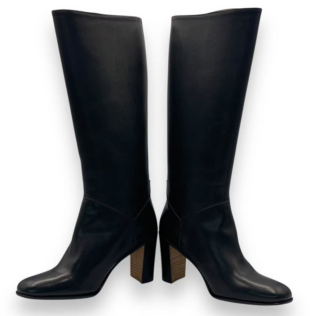 Hermes Long Boots Shoes Leather Black — view 2