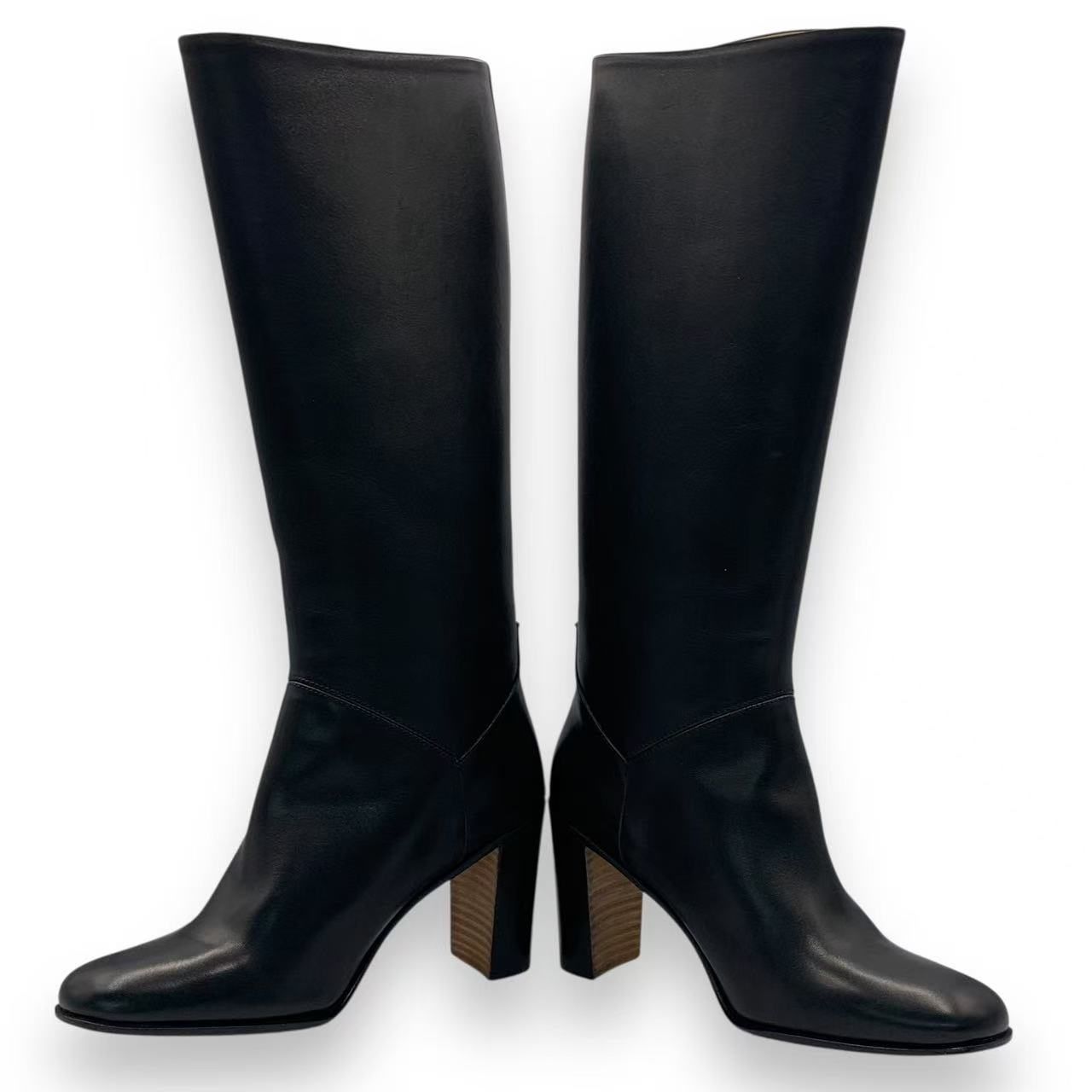 Hermes Long Boots Shoes Leather Black — view 2