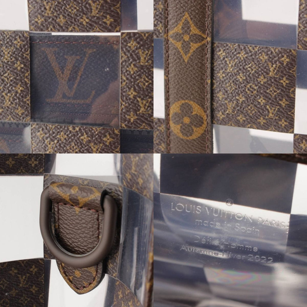 Louis Vuitton Monogram Chess Sac Plat Vinyl Tote Brown Clear — view 7