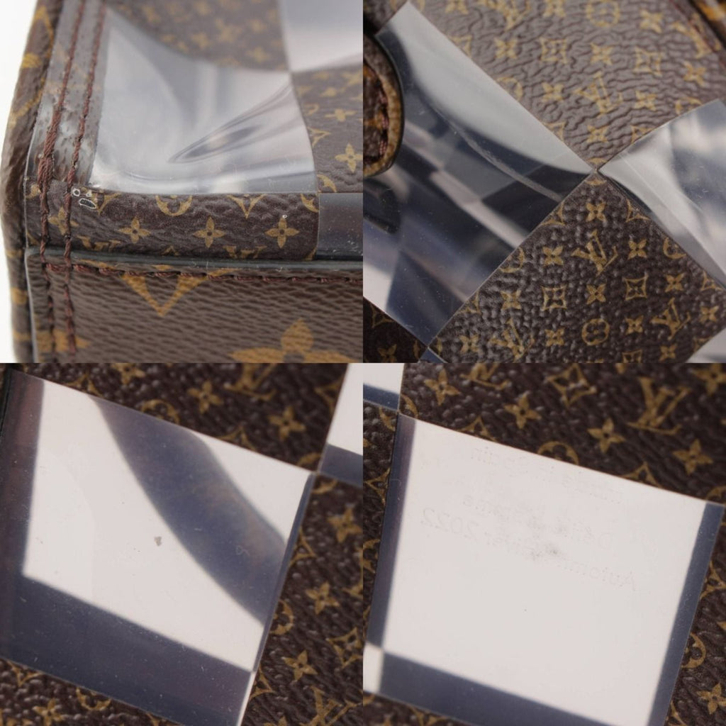 Louis Vuitton Monogram Chess Sac Plat Vinyl Tote Brown Clear — view 8