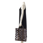 Louis Vuitton Monogram Chess Sac Plat Vinyl Tote Brown Clear — view 9