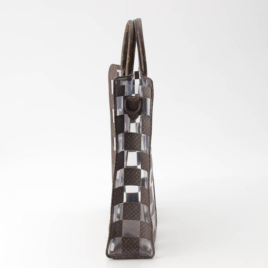 Louis Vuitton Monogram Chess Sac Plat Vinyl Tote Brown Clear — view 3