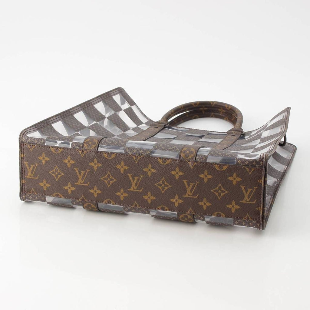 Louis Vuitton Monogram Chess Sac Plat Vinyl Tote Brown Clear — view 5