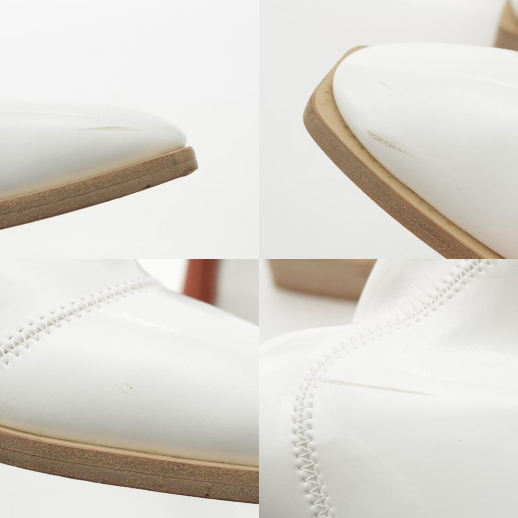 Fendi Patent Leather Square Toe Short Boots Shoes White 39 — view 9