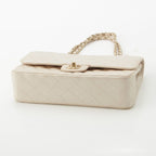 Chanel Quilted Leather Double Flap Shoulder Bag Champagne Gold 25 — view 5