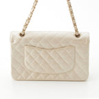 Chanel Quilted Leather Double Flap Shoulder Bag Champagne Gold 25 — view 4