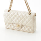 Chanel Quilted Leather Double Flap Shoulder Bag Champagne Gold 25 — view 2