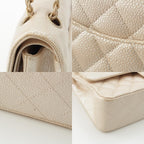 Chanel Quilted Leather Double Flap Shoulder Bag Champagne Gold 25 — view 9