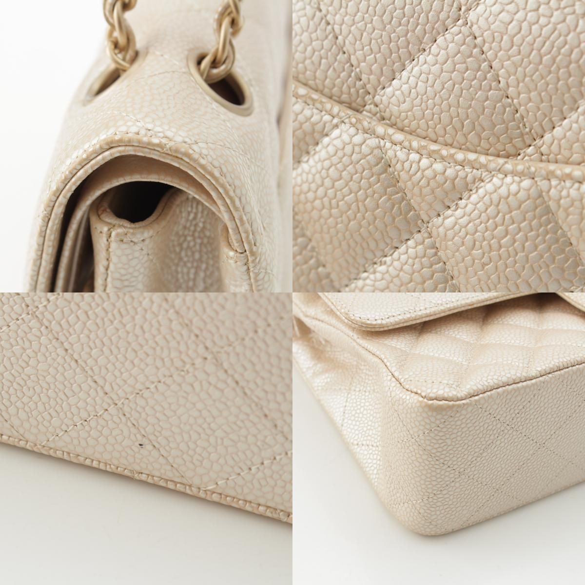 Chanel Quilted Leather Double Flap Shoulder Bag Champagne Gold 25 — view 9