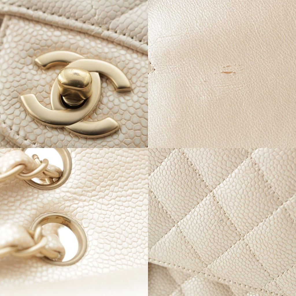 Chanel Quilted Leather Double Flap Shoulder Bag Champagne Gold 25 — view 8