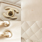 Chanel Quilted Leather Double Flap Shoulder Bag Champagne Gold 25 — view 8