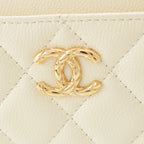 Chanel Caviar Leather Fragment Coin Card Case Compact Wallet White — view 5