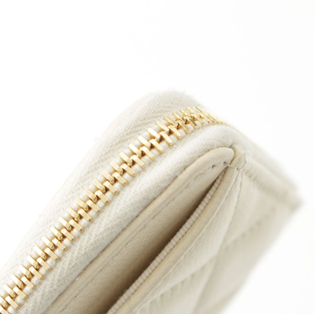 Chanel Caviar Leather Fragment Coin Card Case Compact Wallet White — view 7