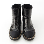 Chanel Leather CC Logo Chain Boots Shoes Black 36c — view 2
