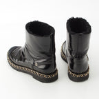 Chanel Leather CC Logo Chain Boots Shoes Black 36c — view 4