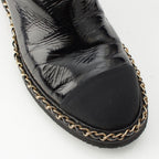 Chanel Leather CC Logo Chain Boots Shoes Black 36c — view 6