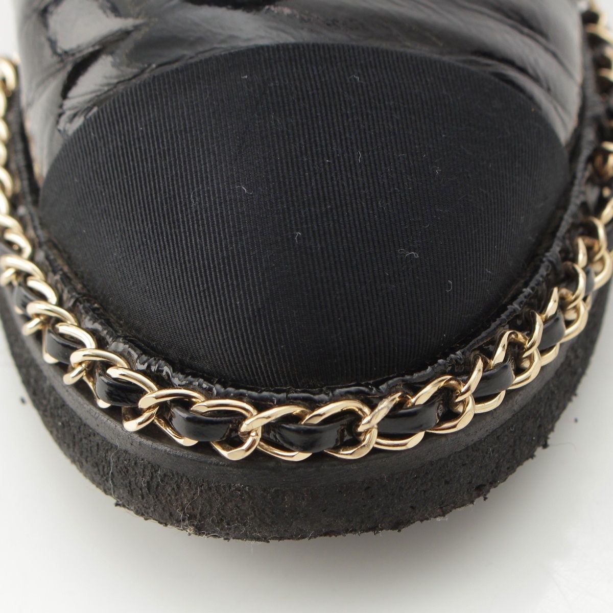 Chanel Leather CC Logo Chain Boots Shoes Black 36c — view 8