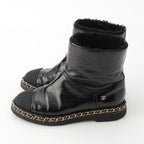 Chanel Leather CC Logo Chain Boots Shoes Black 36c — view 3
