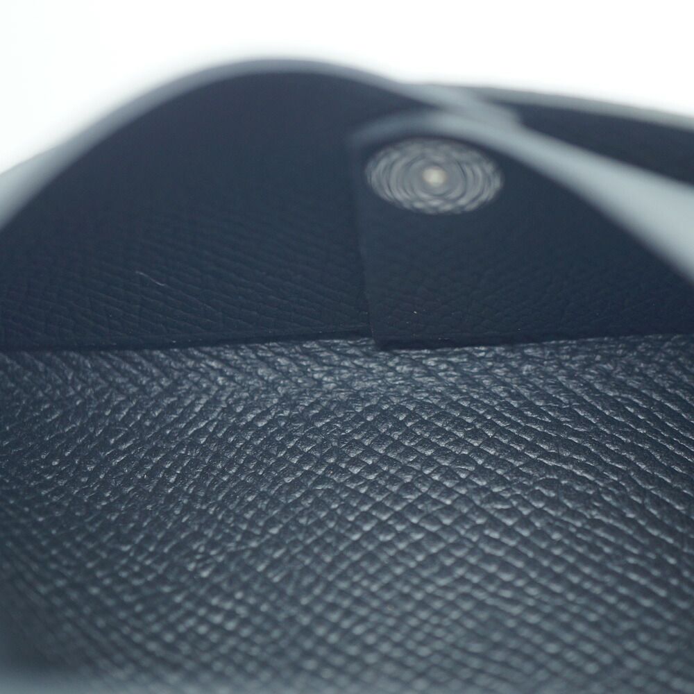 Hermes Calvi Duo Coin Case Card Black Silver Leather — view 7
