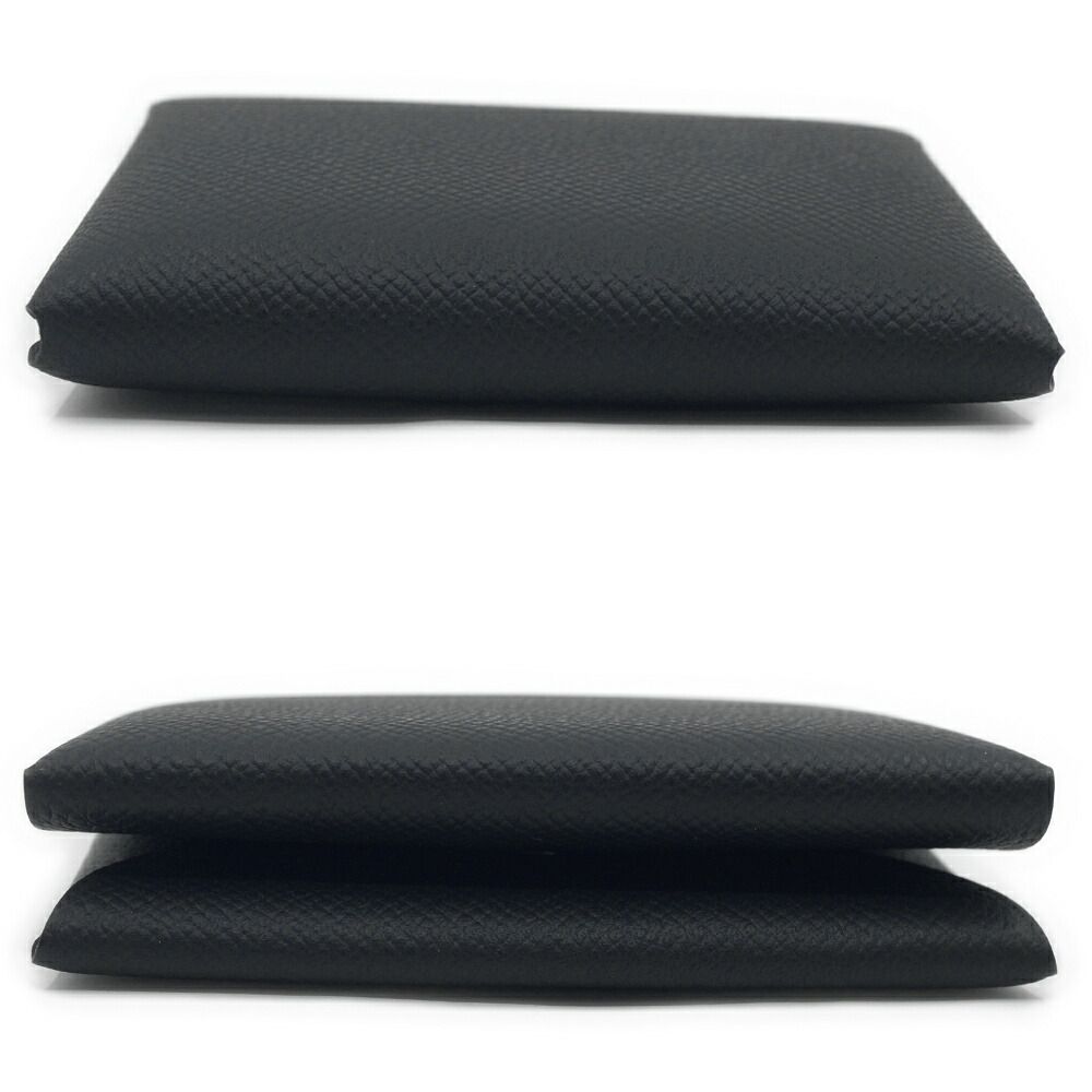 Hermes Calvi Duo Coin Case Card Black Silver Leather — view 4