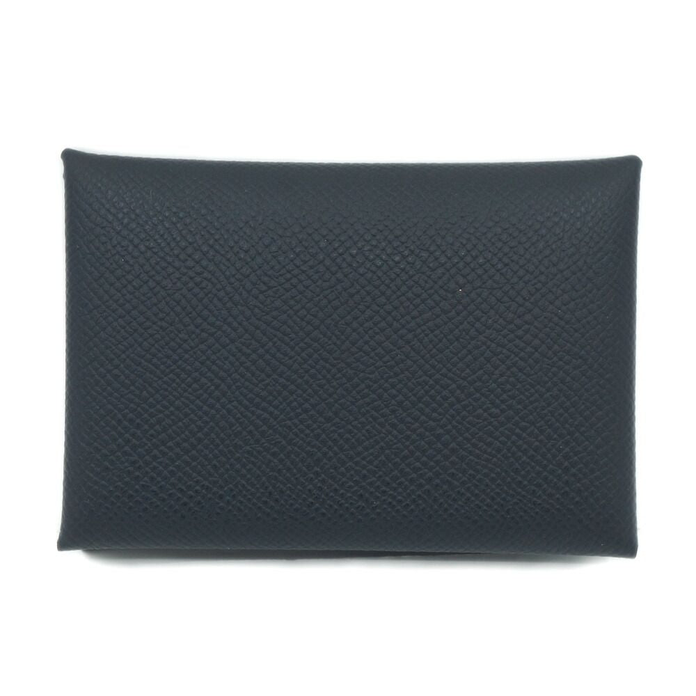 Hermes Calvi Duo Coin Case Card Black Silver Leather — view 2