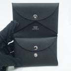 Hermes Calvi Duo Coin Case Card Black Silver Leather — view 6