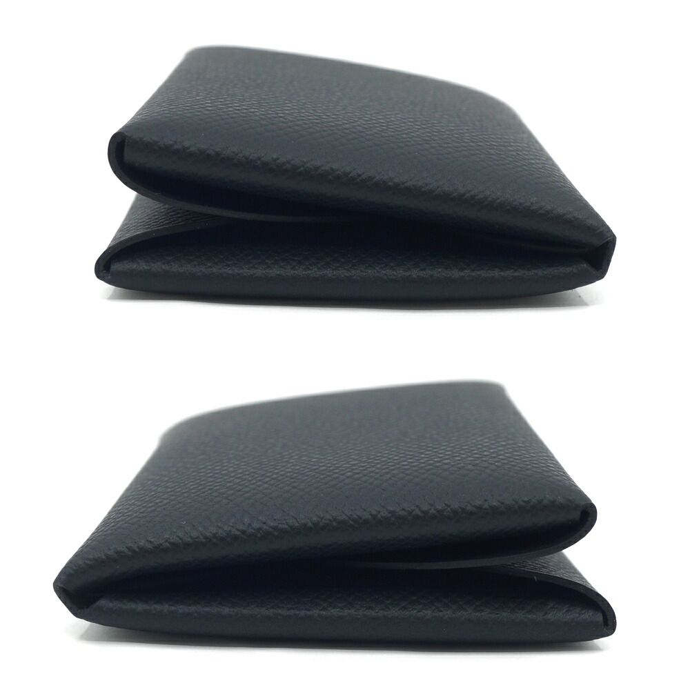 Hermes Calvi Duo Coin Case Card Black Silver Leather — view 3