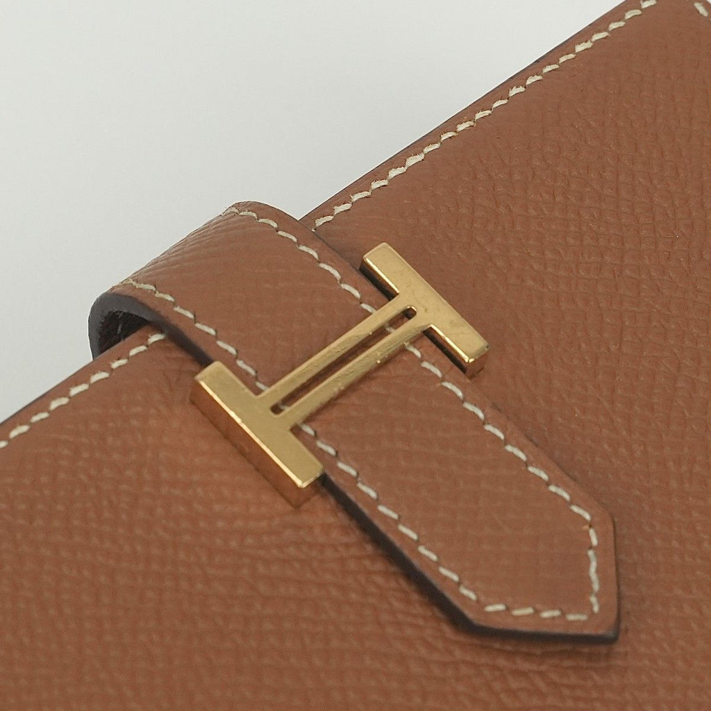Hermes Bearn Compact Wallet Bifold Mini Gold Brown Veau Epsom — view 8