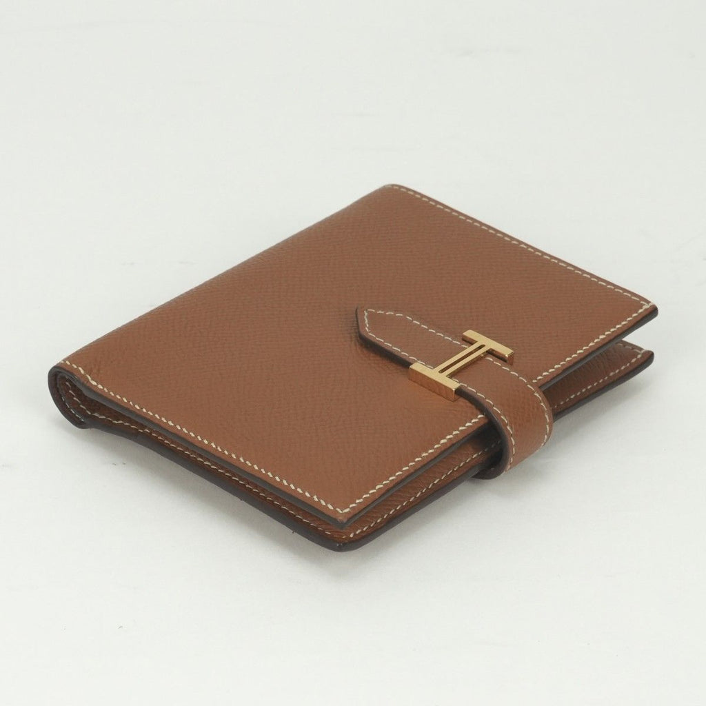 Hermes Bearn Compact Wallet Bifold Mini Gold Brown Veau Epsom — view 3