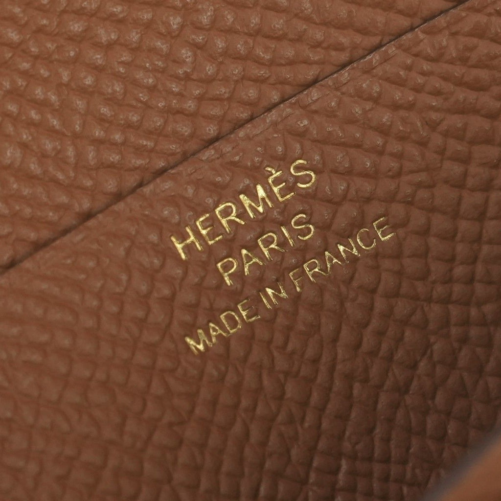 Hermes Bearn Compact Wallet Bifold Mini Gold Brown Veau Epsom — view 9
