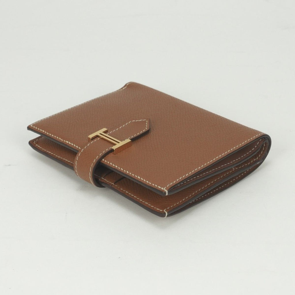 Hermes Bearn Compact Wallet Bifold Mini Gold Brown Veau Epsom — view 4