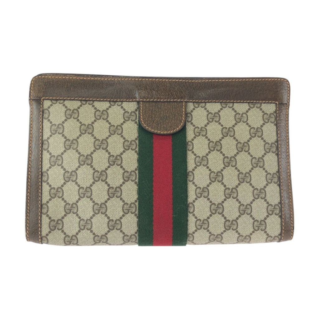 Gucci Vintage Beige Brown GG Plus Leather Clutch — view 2