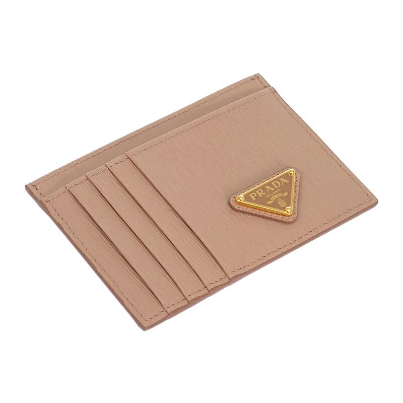 Prada Vitello Card Case Leather Cipria Gold — view 3