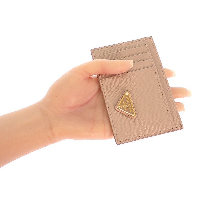 Prada Vitello Card Case Leather Cipria Gold — view 9