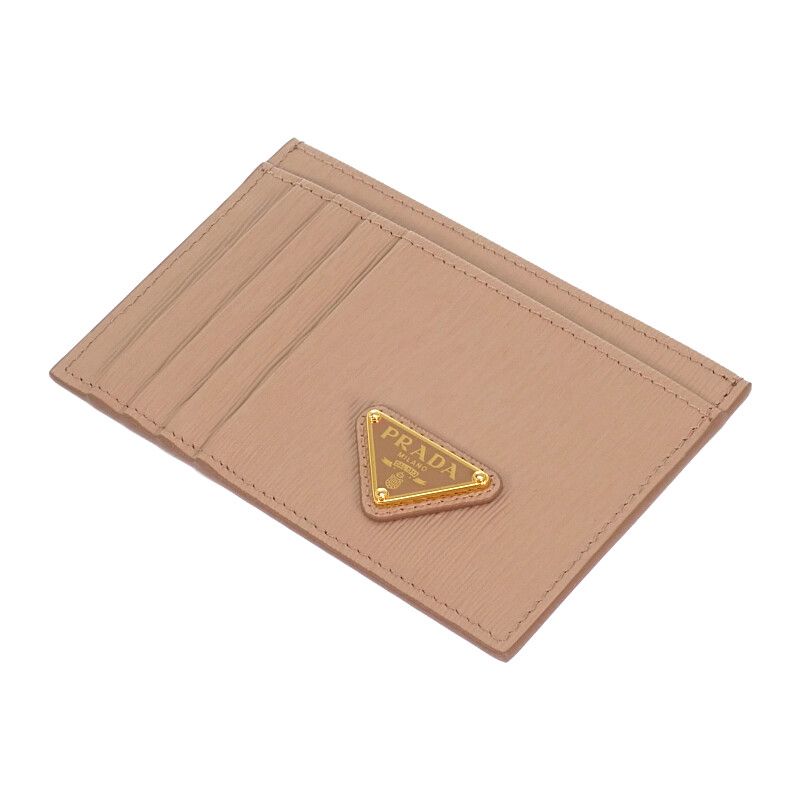 Prada Vitello Card Case Leather Cipria Gold — view 2