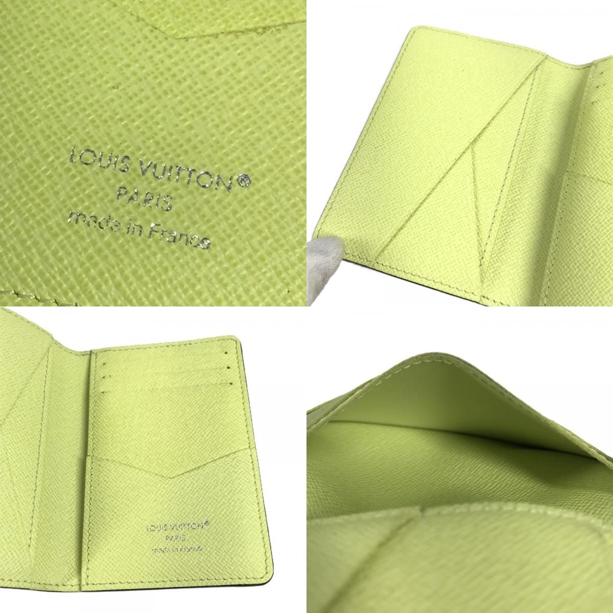 Louis Vuitton Card Case Organizer de Poche Taiga Leather Lemon Yellow — view 8