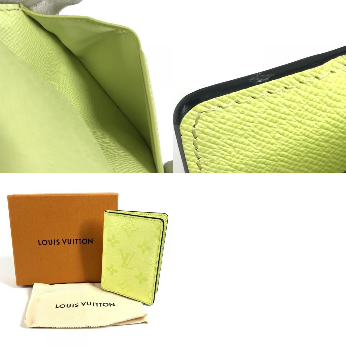 Louis Vuitton Card Case Organizer de Poche Taiga Leather Lemon Yellow — view 9