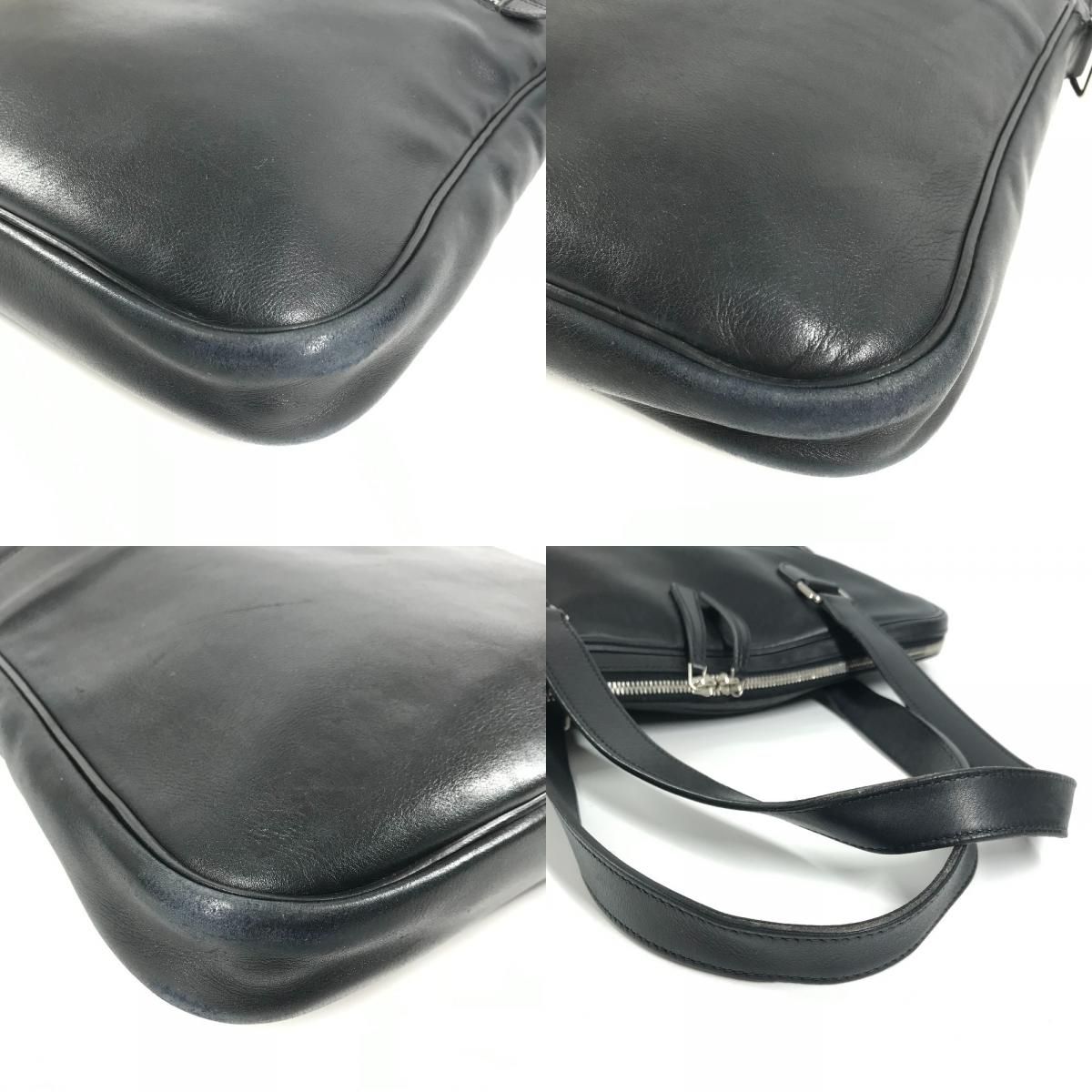 Hermes Shoulder Bag Logo Leather Black — view 7