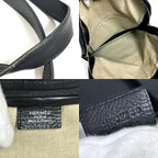 Hermes Shoulder Bag Logo Leather Black — view 8
