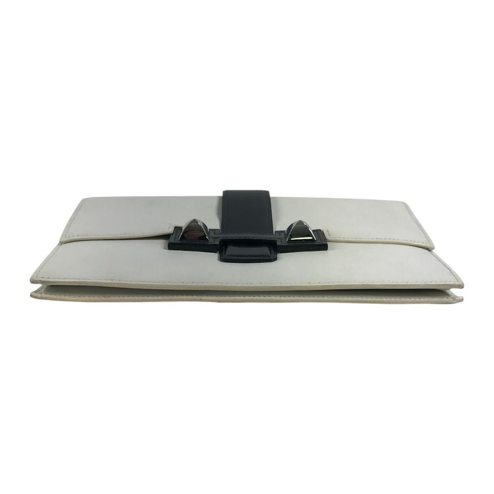 Hermes Clutch Medle Leather White Navy — view 5