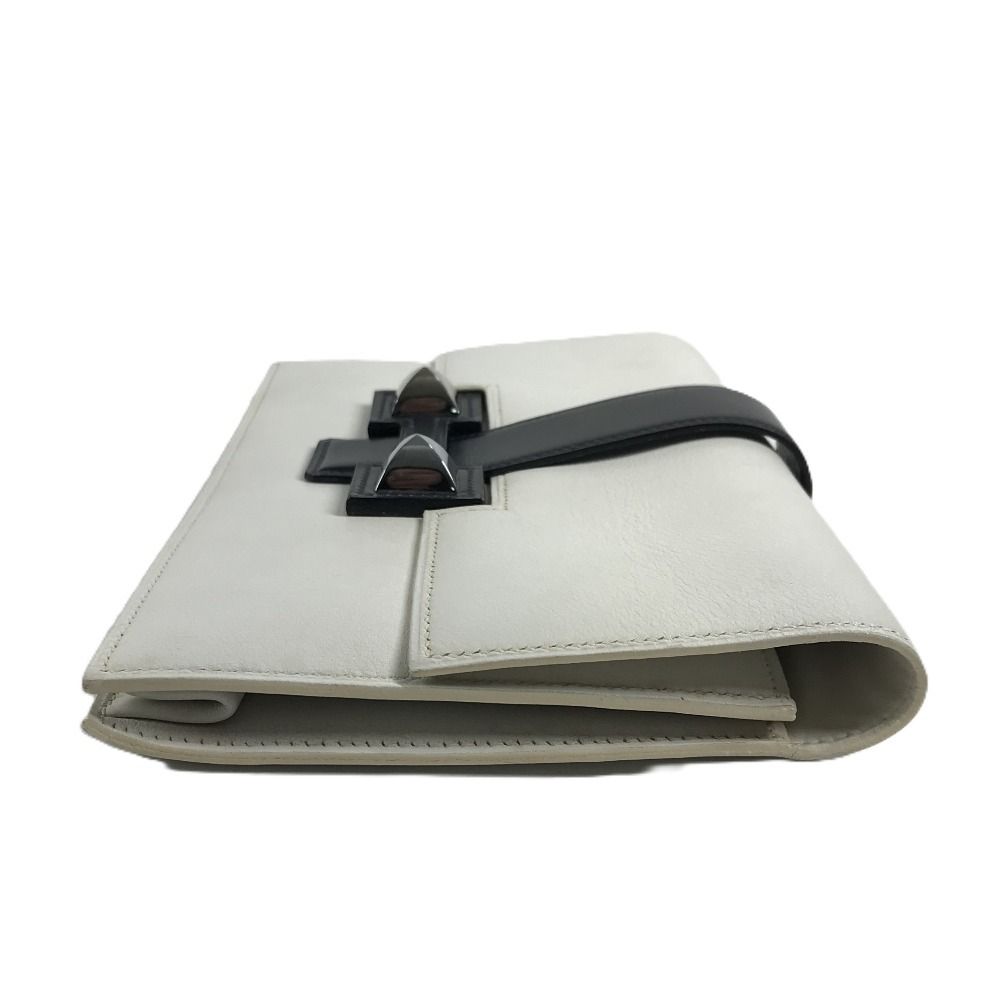 Hermes Clutch Medle Leather White Navy — view 4