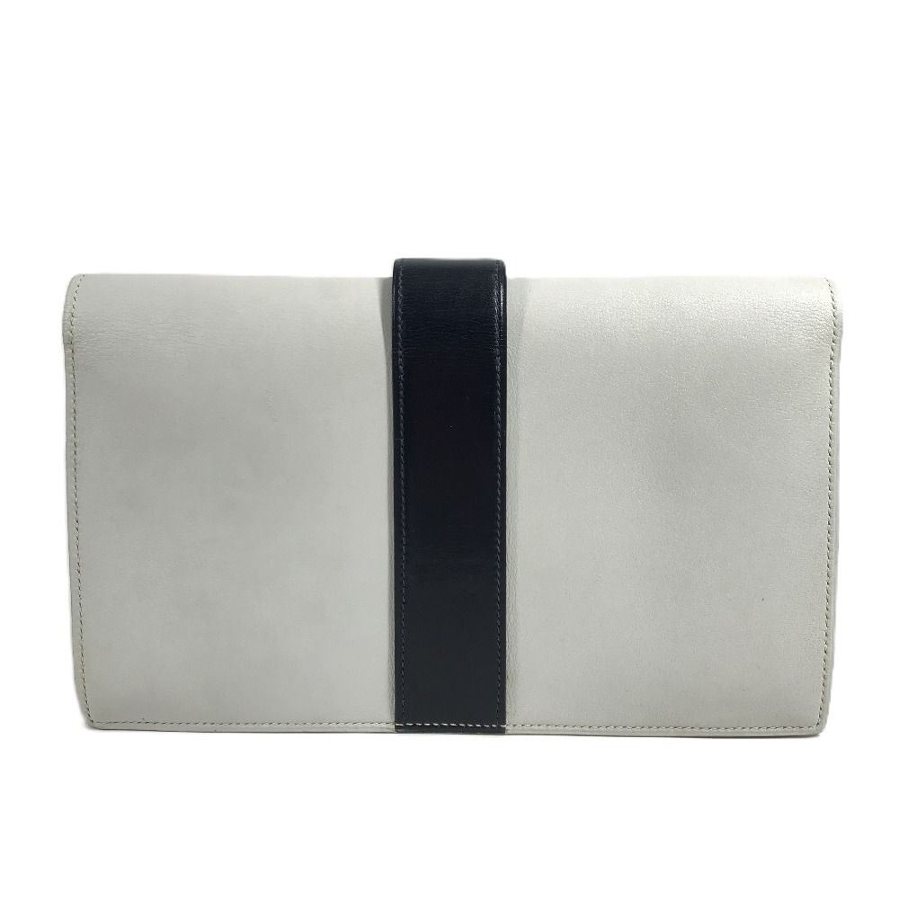 Hermes Clutch Medle Leather White Navy — view 2