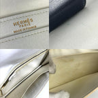 Hermes Clutch Medle Leather White Navy — view 8