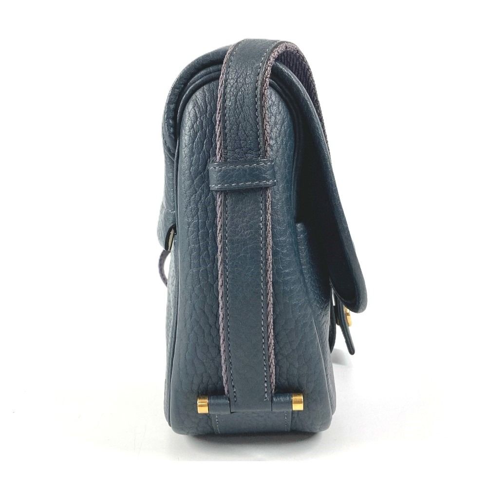 Hermes Shoulder Bag Logo Noumea Leather Navy — view 3
