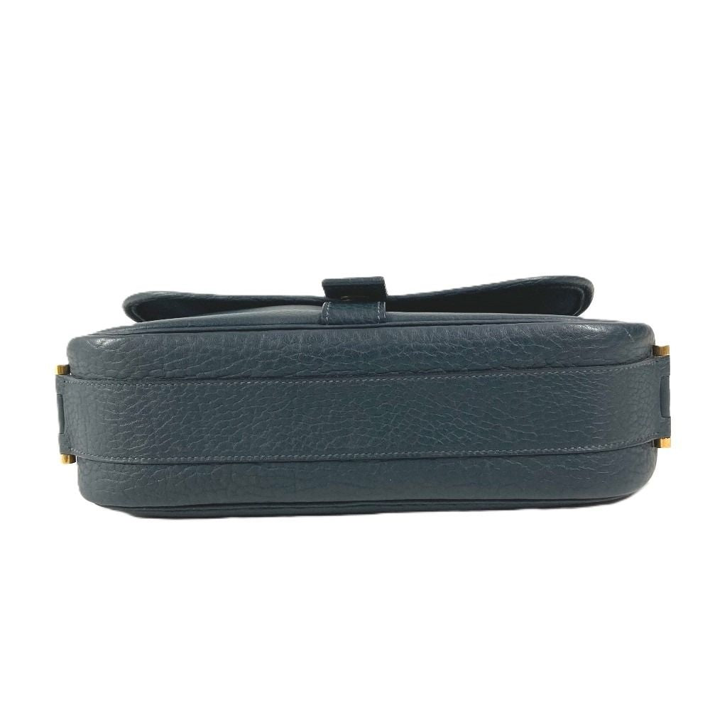 Hermes Shoulder Bag Logo Noumea Leather Navy — view 5