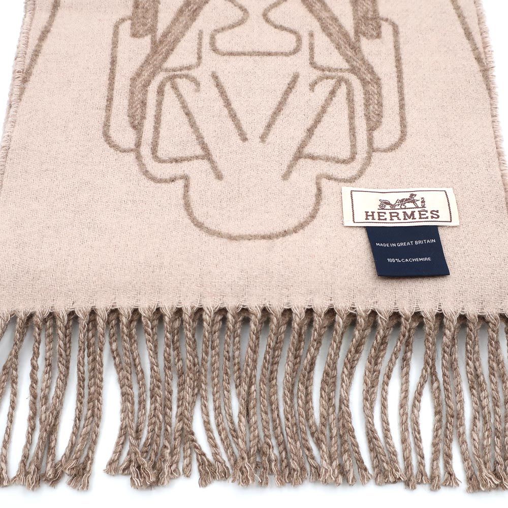 Hermes Cashmere Scarf Tet-a-tet-equestre Taupe Grey Bicolor — view 5